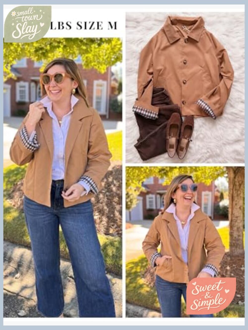 Short Trench Jacket Plaid Lining Button Front Lightweight Casual with Pockets - Picture 5 of 7